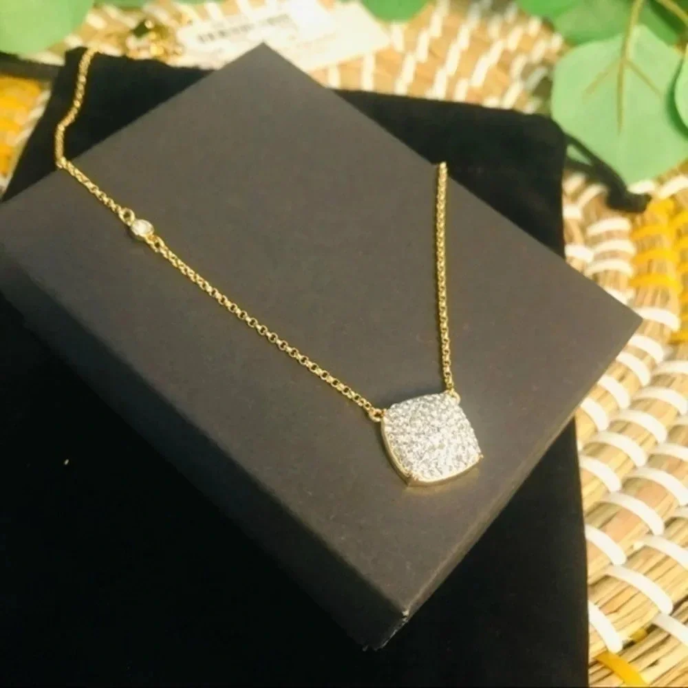 Kate Spade New York Crystal Pendant Necklace Gold Plated 16”+3” NWT